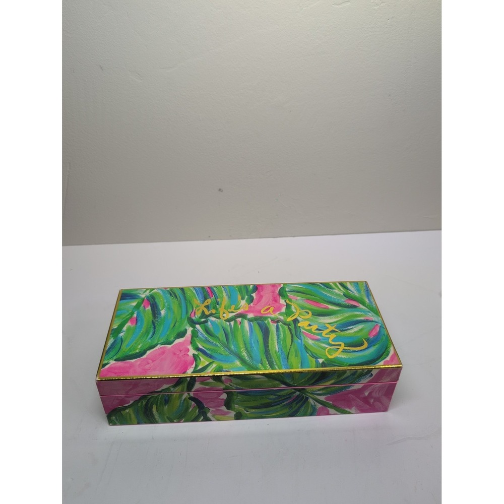 Lilly Pulitzer Life's A Party Pink And Green Lacquer Jewelry Box